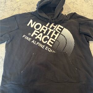 EUC The North Face Black Hoodie with White Logo Size 3XL